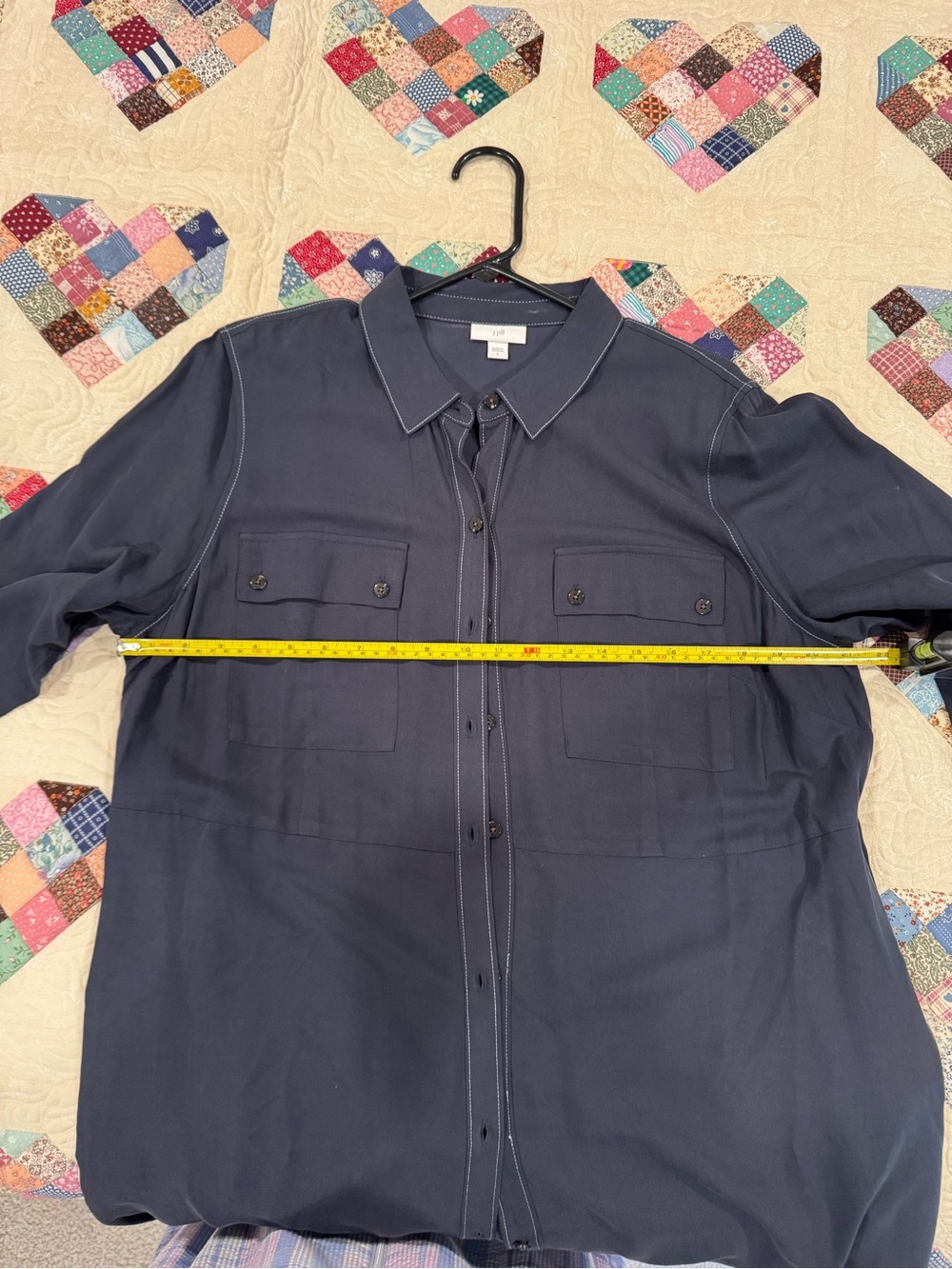 J. Jill Long Navy Button-Front Maxi Shirt Dress - Picture 7 of 12